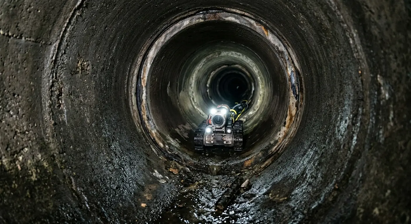 Robotic sewer camera inspecting pipe interior for Drain Snake Service in Goulds